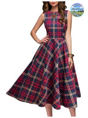 Simple Flavor Women's Vintage 1950s Cocktail Midi Dress Cotton Spandex